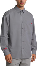 WORKWEYA FR Welding Shirts 7.5oz Cotton Button Down Flame Resistant Shirt for Men