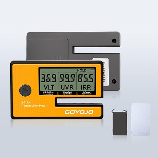 Labs Tint Meter Works on Side Windows, Digital Tint Solar Film Car Transmission Meter with Automatic Calibration, 3-in-1 Solar Film Meter VL UV IR Detection, for Automotive Window Tint Shop Stay Legal