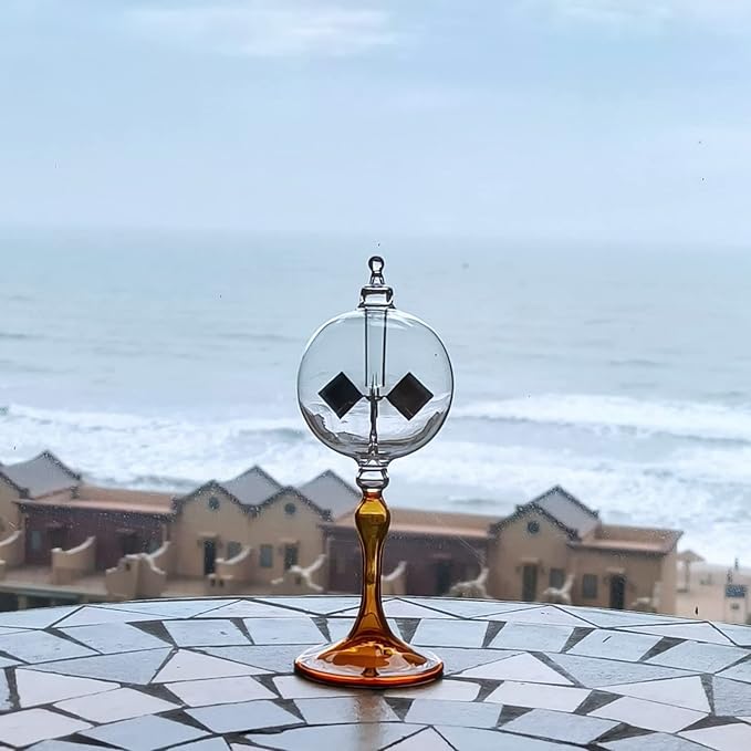 Medium Orange Solar Power Radiometer Crookes Spinning Vanes Glass Windmill Gift Home Desk Decoration M