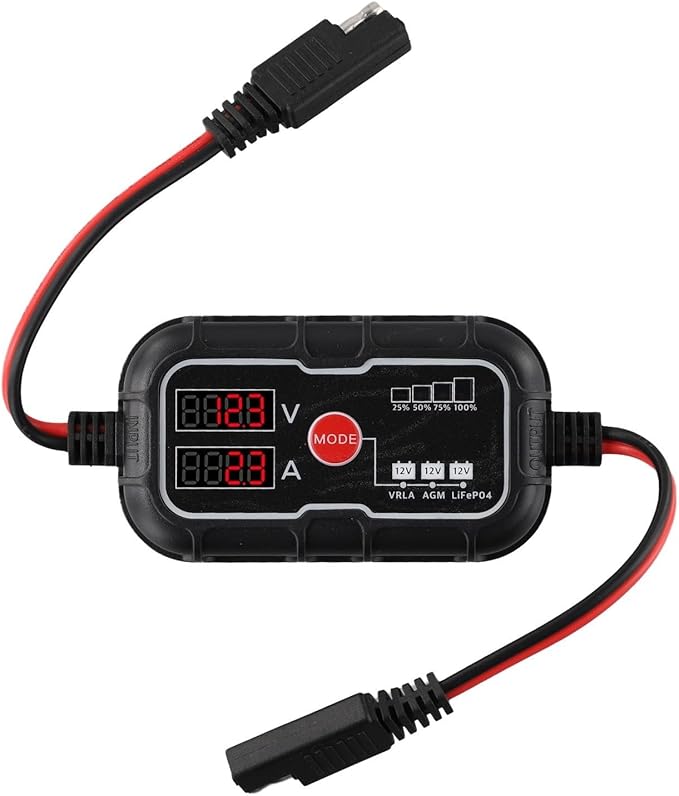 10A 12V MPPT Solar Charge Controller with LCD Display for Lithium Gel Deep Cycle Batteries Waterproof Solar Panel Regulator with SAE Connector Extension Cables