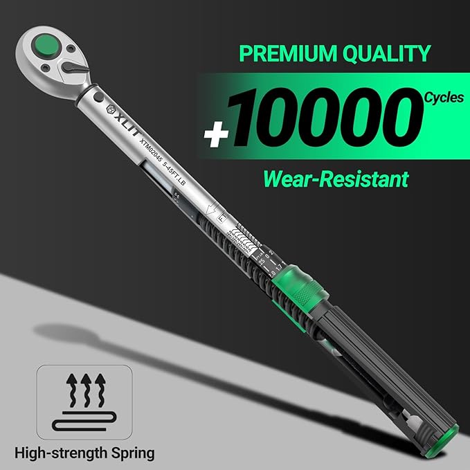 3/8" Click Torque Wrench, ±3% Accuracy, Smooth 72-Tooth Ratchet, Dual Scale (5-45 ft-lb/6.8-61Nm), Durable CR-V Steel, Pro Repair Tool with Portable Case, for Automotive, Motorcycle & Bike