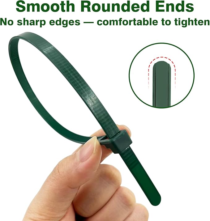 SOOOEC 100 Pack Reusable Zip Ties 24 Inch Extra Long, UV Resistant Releasable Cable Ties, Flexible & Adjustable, Outdoor/Indoor Organizer for Garden, Bike, Hoses, Cords — Dark Green