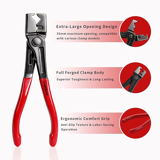 4 Piece Automotive Electrical Disconnect Pliers Set for Cars - Electrical Plug Connector Removal Tool, Connector Separator and Hose Clamp Pliers Set