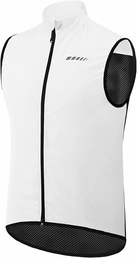 qualidyne Men's Cycling Vest Full Zip Windproof Bike Tank Top Reflective Sleeveless Cycling Jacket