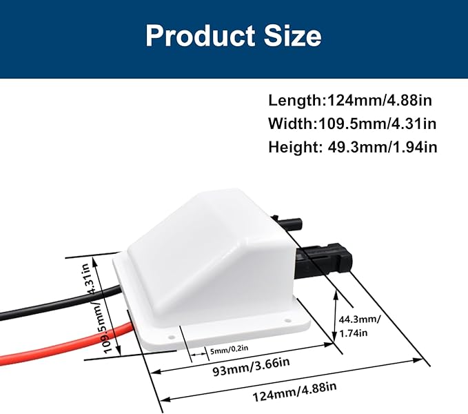 Solar Cable Entry Gland with 0.33Ft 10AWG Solar Extension Cable, UV Resistance, Dual Solar Junction Box with Connectors on RV, Boat, Van, Camper(White)