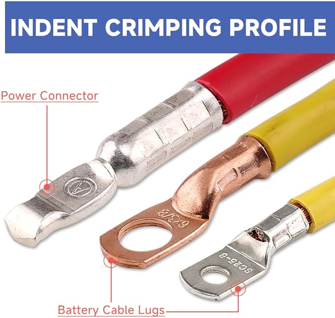 HKS Hex Crimping Tool for 16–2 AWG, Battery Lug Crimper for SB50 SB120 SB175 Power Connectors, 50/75/120A Hex Crimper for Jumper Cables, Solar & Non-Insulated Butt Connectors