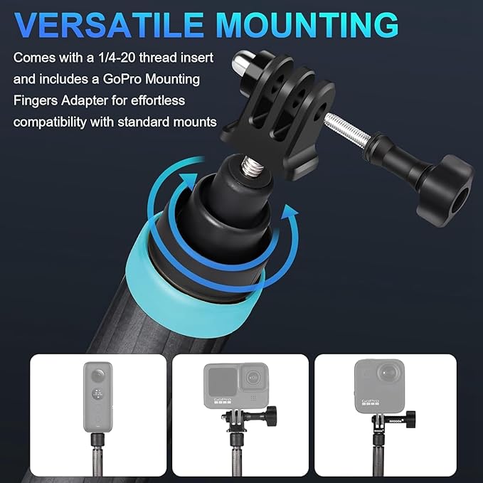 36cm Extended 3m (118'') Super Long Carbon Fiber Invisible Selfie Stick for Insta360 X5 Insta 360 X5 X4 X3 X2 ONE R RS for Gopro Go pro max for DJI OSMO 360 Accessories (Black)