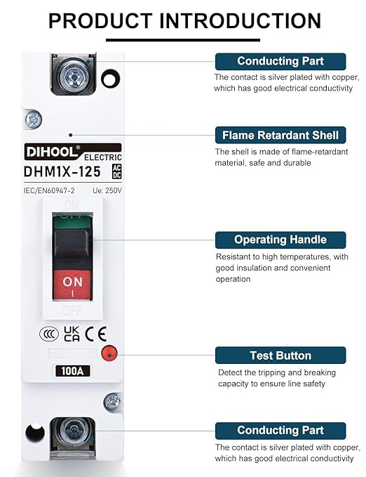 DIHOOL 100 Amp Battery DC Disconnect Switch, DC Breaker for Main Power Station, UPS,Solar