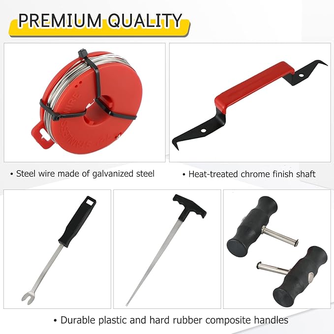 7PCS Windshield Removal Tool Kit | Automotive Wind Glass Remover Hand Tool,Windscreen Remover Set for Classic Vintage Car