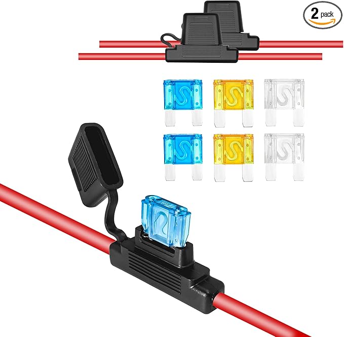 Recoil FHM62 2 Pack Waterproof MAXI Inline Fuse-holder with 6AWG Pure Oxygen Free Copper Wire with 2 x 40A, 2 x 60A & 2 x 80A Maxi Fuses
