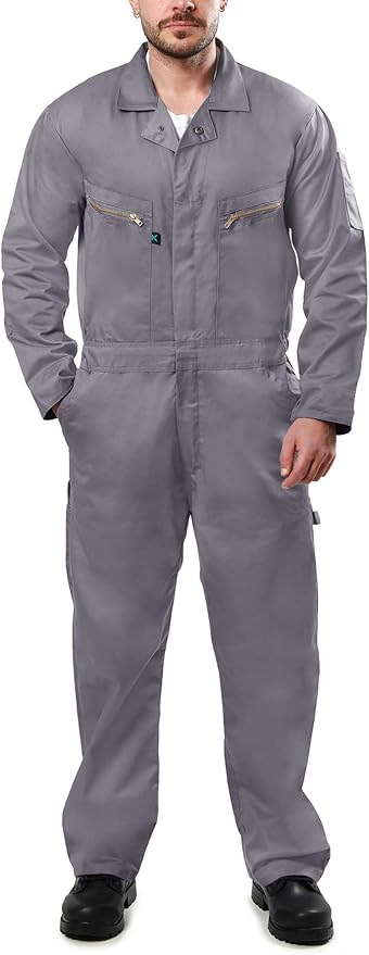 Kolossus Pro-Utility Cotton Blend Long Sleeve Coverall with Zippered Frontal Pockets