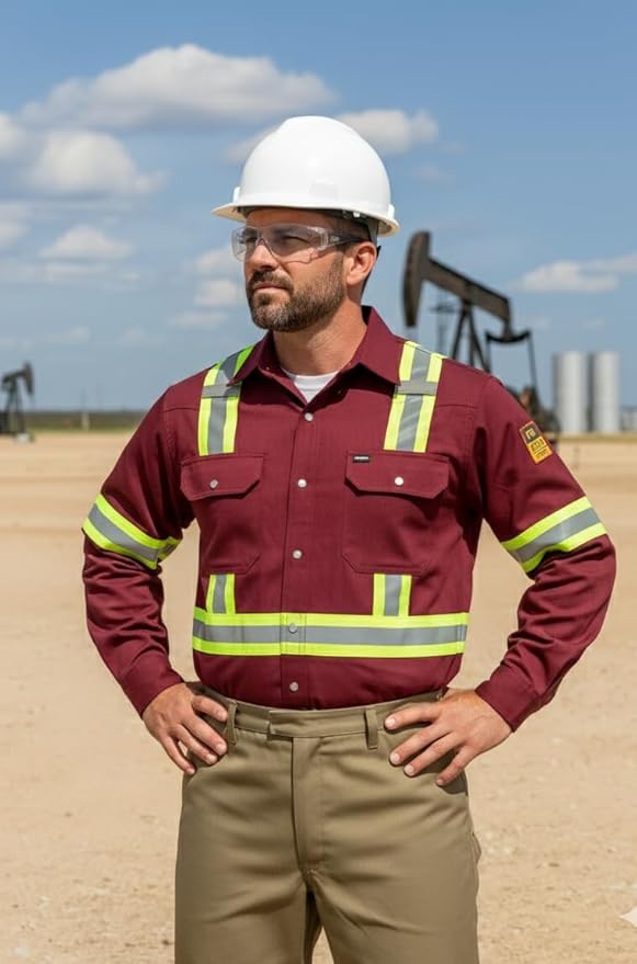 Flame Resistant High Visibility Hi Vis FR Shirt - 100% C - 7 oz