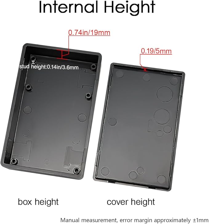 LeMotech Project Box, 5 Pieces ABS Electrical Box Small Junction Box for Electronics PCB Case,Electronic Hobby Box Black, Outside Size 3.6 x 2.3 x 0.9 inch (92 x 58 x 23 mm)