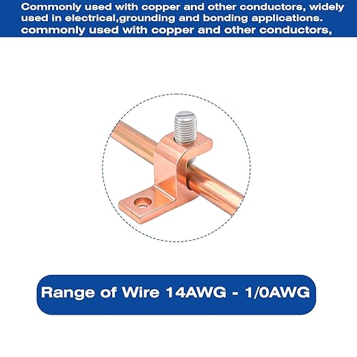 Copper-Aluminium Alloy Clad Technology Lay in Connector, Swimming Pool Bonding Grounding Lay-in Lug (10PCS, CU-ALU Alloy Lay-in-Lug1/0-14awg)