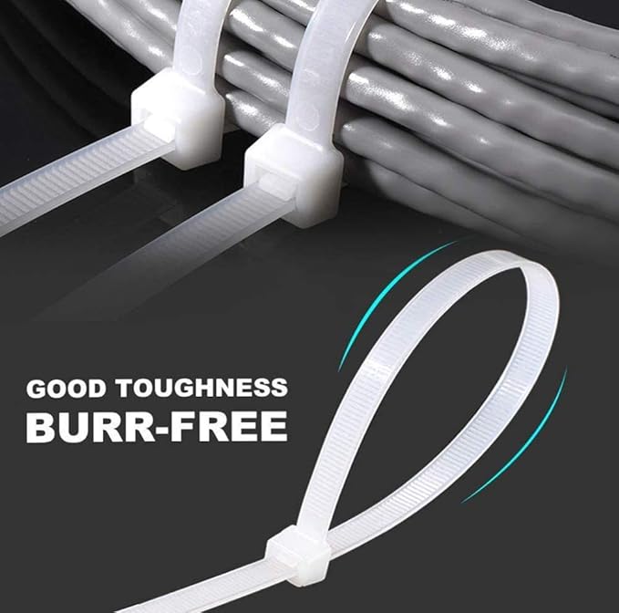 Zip Ties 16 Inch 100 per pack with 70 Pounds Tensile Strength Heavy duty cable ties White Self-Locking Nylon Wire Ties