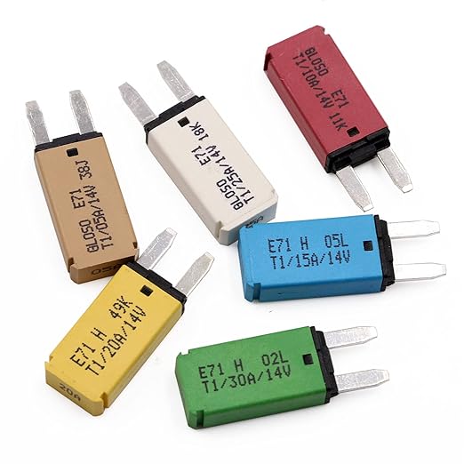12V Auto Reset Blade Fuse Circuit Breaker ATM Low Profile Mini Self Resetting Fuses 12 Volt DC for Car Truck RV Solar Boat Marine- UL Certified - 5A 10A 15A 20A 25A 30A Mixed 6 Pack