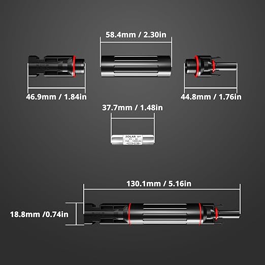 Solar Fuse Holder 1000V 15A PV Inline Fuse Holders Waterproof in-Line Holder for Solar Panel and Controller