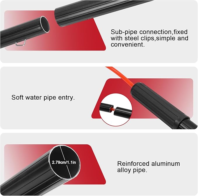 Water Fed Pole Brush Kit with Lightweight Pole Extended Window Cleaning Kit with 180° Rotating Brushhead for Solar Panel Roof Car