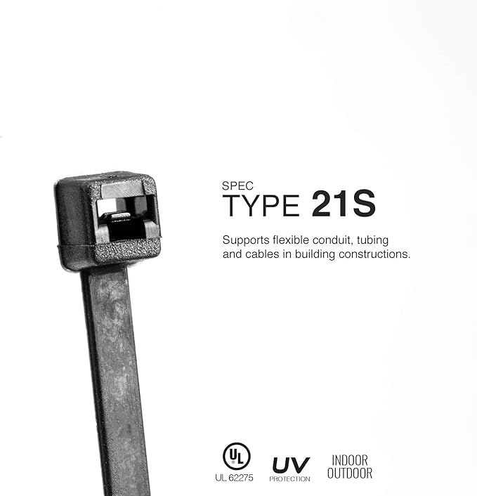 TR Industrial Contractor Series UV Cable Ties (100-Piece), 11.1", Type 21S, Made in USA