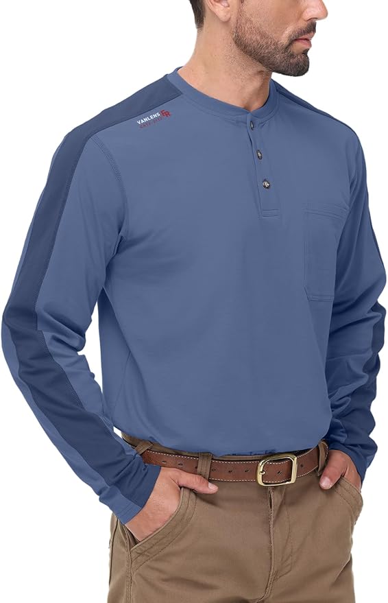 FR Shirts for Men 5.5OZ Lightweight Stretch Patriot Baseball T-Shirt Work Shirt