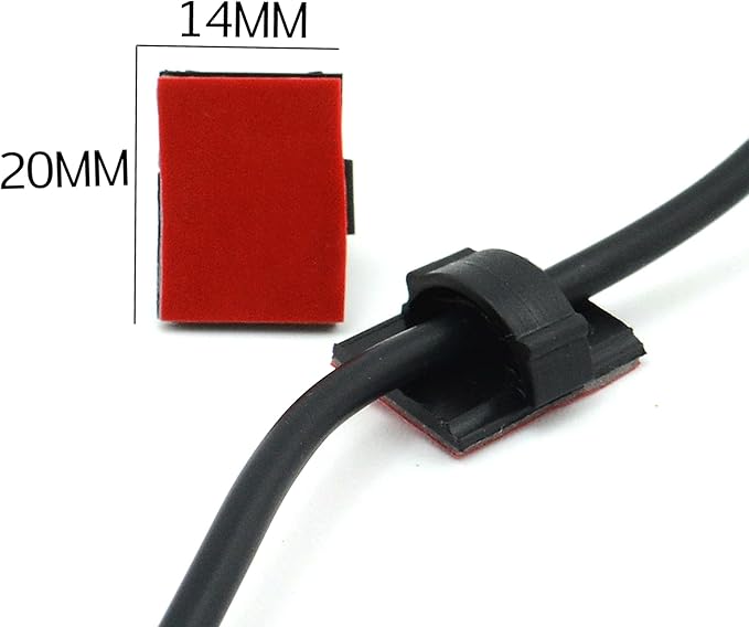 Self Adhesive Cable Clips Clamps Zip Car Wire Tie Mount Drop Wire Holder Suits Charging Cable Managment/Dash Cam/Rear Camera Used with Car/Motor/Office/Home (20PCS)