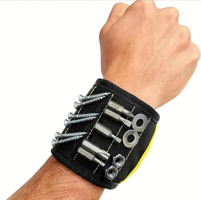 Magnetic Wristband Hardware and Tool Holder: Handy for Holding screws, nails, small parts and tools with an adjustable wristband Ideal for DIY projects, construction and various other tasks