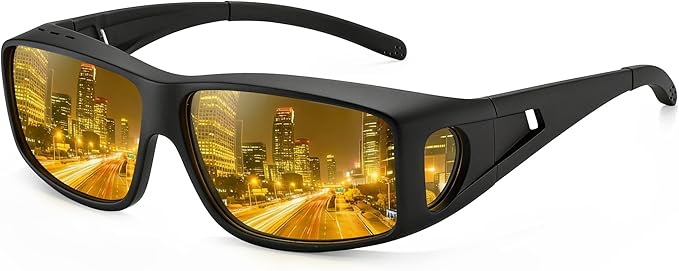Bio-th Night Driving Glasses Anti Glare, Polarized Night Vision Glasses for Driving, HD Yellow Tint Lens for Rain, Fog & Dark