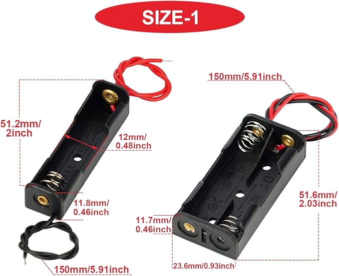 12Pack AAA Battery Holder Bundle with Leads 3 pcs 1 AAA Battery Holder 1.5V,3 pcs 2 AAA Battery Holder 2*1.5V,3 pcs 3 AAA Battery Holder 3*1.5V,3 x 4 AAA Battery Holder 4*1.5V,with Wires