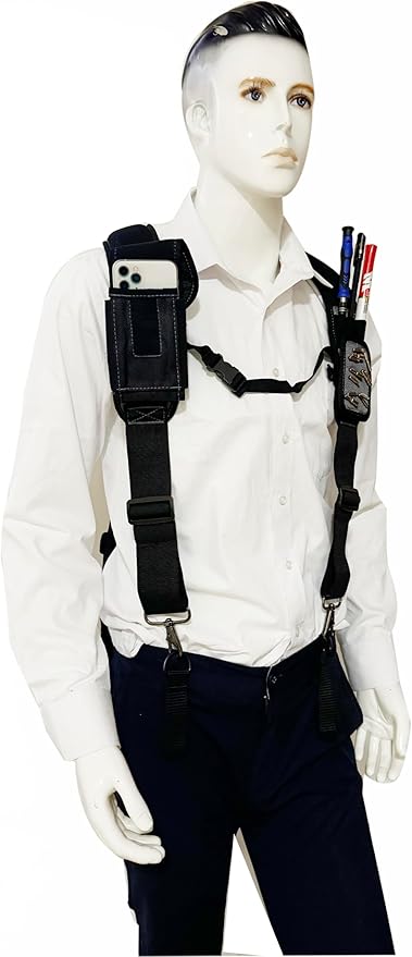 Tool Belt Suspenders for Work Belt Heavy Duty Padded with Magnetic WristBand Attachment Loops for Men