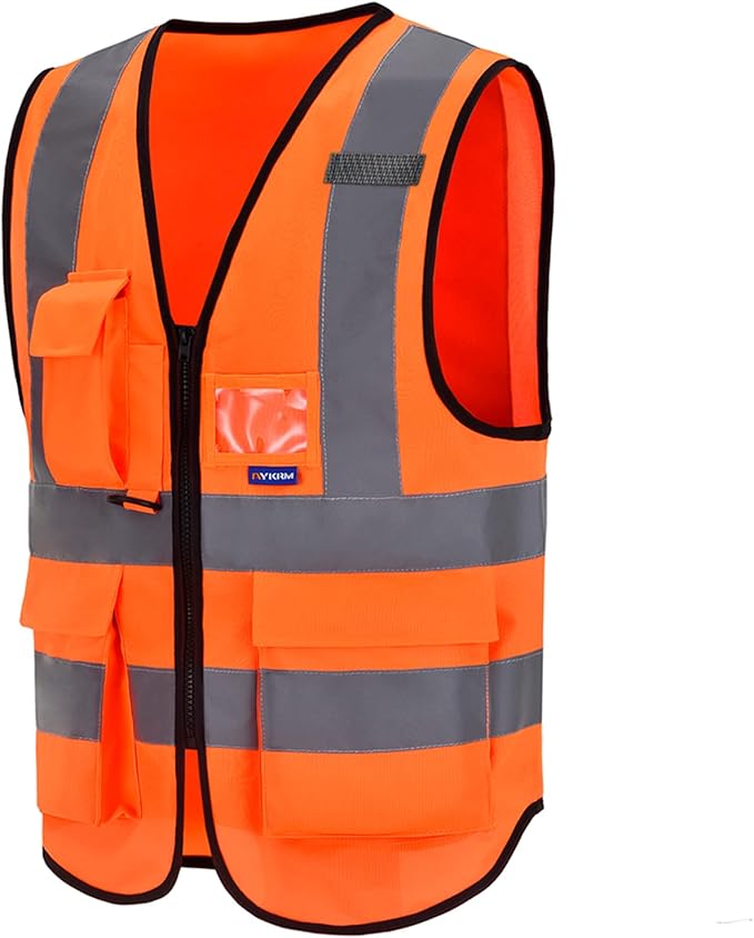 A-SAFETY 6XL 7XL 8XL High Visibility Safety Vest Reflective Multi Pockets BIG AND TALL Working Vest