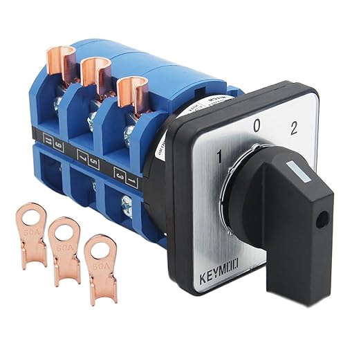 63A Rotary Change-Over Switch with Copper Cable Connector, 660V 3 Position 3 Phase 12 Terminals, Universal Selector Switch with AWG 12-6 Wire Open Lugs, Cam Switch 63/D303.3
