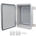Waterproof Junction Box, ABS Plastic Electrical Box with Stainless Steel Latch, Hinged Cover Electric Project Enclosure Box with Mounting Plate, Wall Brackets & Cable Gland 11"x7.5"x5.1"