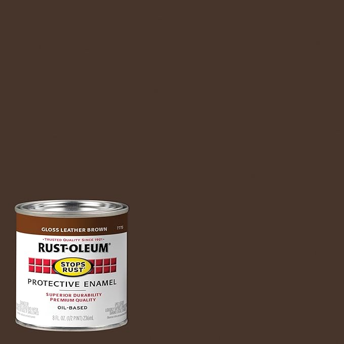 Rust-Oleum 7775730-6PK Stops Rust Brush On Paint, Half Pint, Gloss Leather Brown, (Pack of 6)