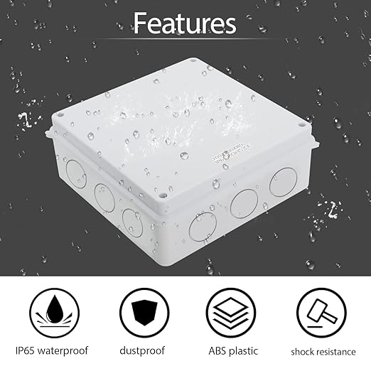 LeMotech Junction Box, Electrical Box IP65 Water Resistant Dustproof ABS Plastic Project Enclosure for Electronics White 7.9 x 7.9 x 3.1 inch