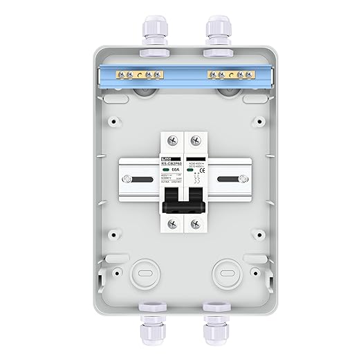 RICH SOLAR 60 Amp Outdoor Circuit Breaker Box 2 Poles Solar Isolator Disconnect Switch DC AC 400V