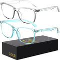 Blue-Light Blocking Glasses Computer Reading/Gaming/TV/Phones Glasses Fashion Anti Eyestrain Glasses for Women Men（C4 Transparent + Blue）