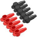 10PCS Silicone Terminal Covers for 10-2AWG Wire, 5PCS Red and 5PCS Black Suitable for Alternator Battery Stud and Power Junction Blocks Q-076