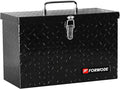 FORWODE 16 Inch Aluminum Truck Tool Box Lockable Truck Bed Tool Box Waterproof Truck Bed Storage Box with Top Foldable Handle Small Truck Tool Chest for Pickup, Truck Bed, RV, Trailer & Garage (Black)