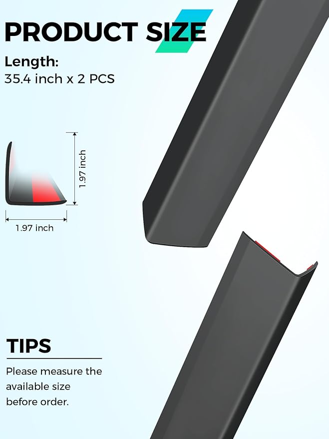 MONOID Wall Corner Protector, 2 PCS Furniture Edge Protection, PC Anti-Bump Guards Avoid Scratching Corner Trim for Door Frame, Table, Countertop, Stair, Self-Adhesive, Black, 1.97IN×35.43IN/5CM×90CM