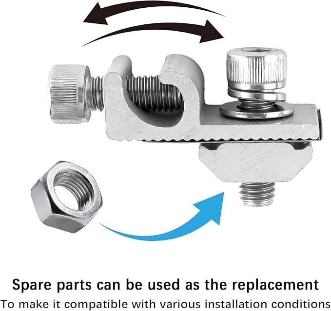 16 Pcs Solar Panel Grounding Lugs, Stainless Steel, Silver, Mount Bracket, Solar Grounding Clips