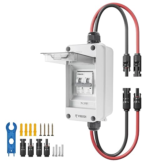 Solar Panel Disconnect Switch 1000V DC/AC 10A PV Disconnect Switch Outdoor Miniature Circuit Breaker IP65 More Space Quick Installation for Solar PV Array Homes Battery (1000V 10 Amp)