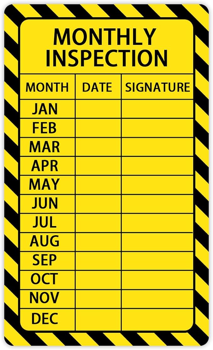 50pcs Monthly Inspection Stickers | 3x5 Inch Durable Weatherproof Labels | Equipment Safety Tags for Facility, Machinery, and Fire Extinguisher Maintenance