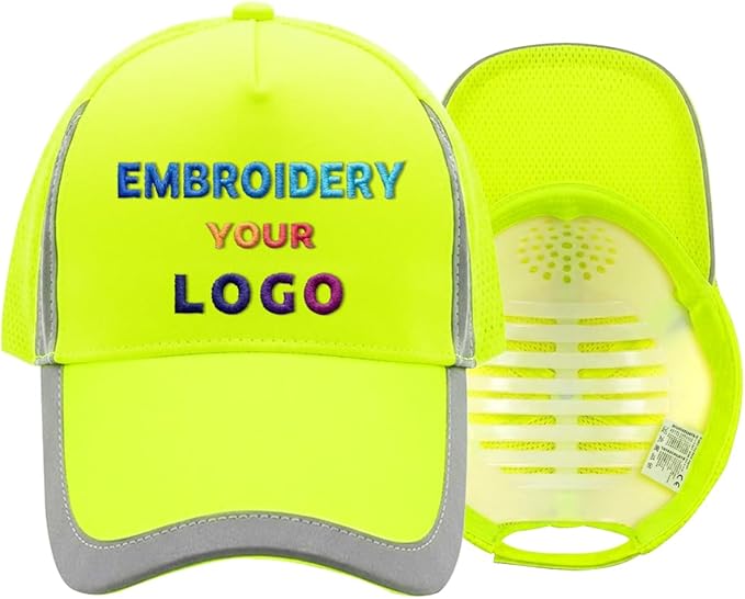 YOWESHOP Reflective Safety Baseball Cap Customize Logo with Removable PE Shell Hi-Vis Safety Work Hat