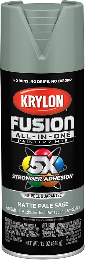 Krylon Fusion All-In-One Adhesive Spray Paint for Indoor/Outdoor Use, 12 oz, Pale Sage