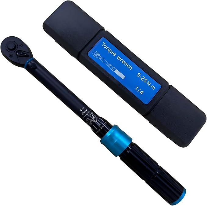 1/4-Inch Drive Click Torque Wrench, 44.3~221.3 IN.LB/5-25 N.m, ±3% Accuracy, 72-Tooth Dual Range Scales Adjustable Torque Wrench for Car Repair, Bike, Motorcycle