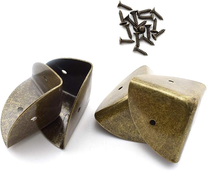 SDTC Tech 4-Pack Zinc Alloy Triangle Corner Protectors 1.58" (40mm) Metal Decorative Edge Guard Safety Cover for Table Suitcase Cabinet Trunk Toolbox