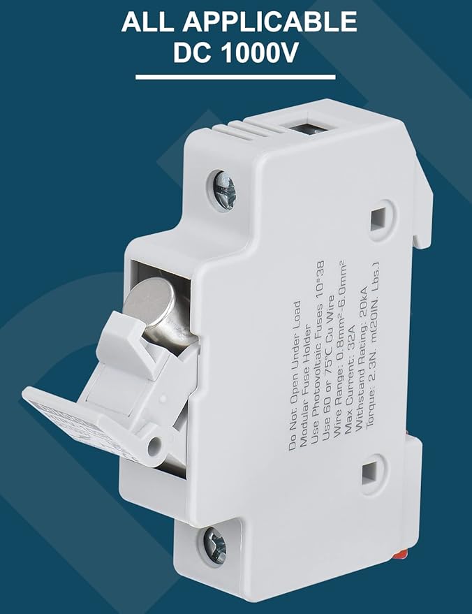 DIHOOL 15 Amp Inline Fuse for Solar Connector, 4pcs Solar fuses Holder, DIN Rail Solar Panel Fuse