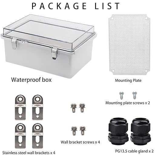 Outdoor Waterproof Electrical Box Junction Box Weatherproof IP67 ABS Plastic Enclosure Switch Router Project Box Electronics Enclosure with Mounting Plate Wall Bracket Clear 11.1"x7.5"x5.1"