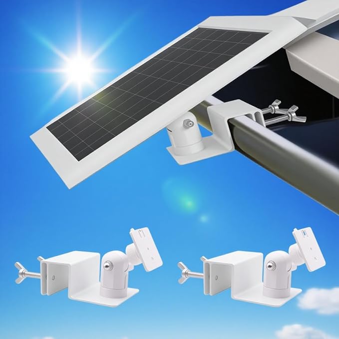 2Pack Adjustable Gutter Mount for Ring Solar Panel,eufy Security SoloCam S220/C210,eufyCam 2C/2C Pro,3/S330,2/2 Pro,3C/S300,360°Adjustable Bracket with 1/4 Screw Thread,No Drilling Mounting