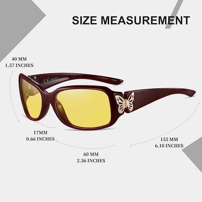 HAOLOTA Night Vision Driving Glasses Women Anti Glare Polarized, Wrap Around Nighttime Safety Glasses UV Protection